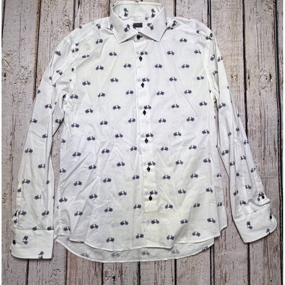 Bottega Artigiana Per Sacchi Italy Bicycle Mens Button Down‎ Shirt Size 43-17